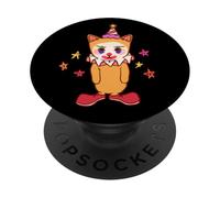 Triste gatto senza coda vestito da clown PopSockets PopGrip Adesivo