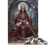 Triste Mietitore floreale Puzzle 1000 Pezzi, Arte fantasy gotica | Modello horror al chiaro di luna, Decorazione alternativa in metallo, Sfida, Sfida Puzzle, 14+, 70x50cm.