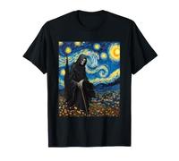Tristo Mietitore Notte Stellata Gotico Halloween Scuro Divertente Costume Maglietta
