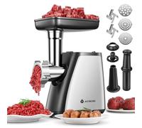 Tritacarne AAOBOSI, Tritacarne Elettrico 3-IN-1[2800W Max]con 2 Lame, 3 Piatti, Insaccatrice per Salsicce, Kit Kubbe, per Uso Domestico in Cucina, Acciaio Inossidabile