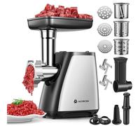 Tritacarne AAOBOSI, Tritacarne Elettrico 4-IN-1[2800W Max]con 3 Affettatrici,Lame per Tritare, 2 Lame, 4 Piatti, Insaccatrice per Salsicce, Kit Kubbe, per Uso Domestico in Cucina, Acciaio Inossidabile