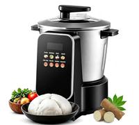 Tritacarne Automatico 6L,Robot Da Cucina Africano 900W Macchina | Con Combina le Funzioni di Cottura e di Schiacciatura,Schermo Touch LED,Timer 24 Ore,6 Litri Antiaderente per Ristoranti