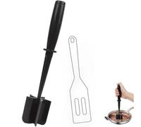 Tritacarne con testa a 5 lame, 2 schiacciapatate con pala in silicone, mini paletta scanalata in silicone nero, antiscivolo, per cucinare, friggere, mescolare