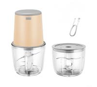 Tritacarne elettrico con 2 ciotole per la lavorazione degli alimenti, tritare verdure, macinare cipolle e carni, adatto per vari ingredienti (giallo)