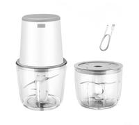 Tritacarne elettrico con 2 ciotole per la lavorazione degli alimenti, tritare verdure, macinare cipolle e carni, adatto per vari ingredienti (bianco)