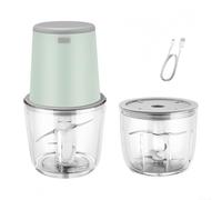 Tritacarne elettrico con doppia ciotola per tritare e schiacciare verdure, cipolle e carni, design compatto per una rapida preparazione dei pasti (verde)