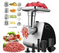 Tritacarne Elettrico COOCHEER 2000W, Multifunzione Tritacarne Tritatutto 5 IN 1 da Cucina con 3 Dischi Forati, 4 Coni di Taglio e Accessorio per Biscotti per cucina domestica& carne