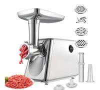 Tritacarne elettrico, multifunzione, con funzione inversa, in acciaio inox, per carne, frutta, verdura