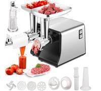 Tritacarne elettrico per salsa di pomodoro, multifunzione, con tubi per riempire salsicce, kit e 3 piatti da taglio per una facile preparazione degli alimenti