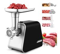 Tritacarne Elettrico Professionale 2000W con Insaccatrice e Accessorio Biscotti | Macina Carne con 3 Dischi per Carne Macinata, Salsicce, Kibbe e Biscotti - Qualità Professionale per Casa