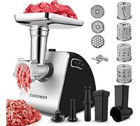 Tritacarne elettrico Robot da cucina multifunzione 5 in 1, con 4 lame e 3 piastre di taglio in acciaio inossidabile, macchina per salsicce, accessori per biscotti