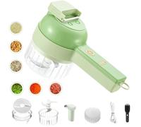 Tritacarne elettrico Slice Ease, tritatutto elettrico 4 in 1, portatile, per affettare frutta, macinare carne, sbattere le uova, cucinare in cucina, aglio, peperoni, cipolle (Blu)