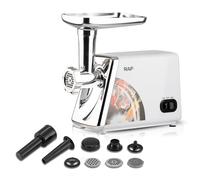 Tritacarne Elettrico, WingFly 3 in 1 Tritacarne in Acciaio Inossidabile con 3 Piastre di Macinazione, Attacco per Salsiccia e Kubbe,Tritacarne per Carne Potente Motore da 2500 W