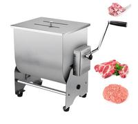 Tritacarne manuale, miscelatore a manovella con tramoggia e coperchio in acciaio inox, perfetto per macinare pollo, pesce e manzo a casa o per uso commerciale