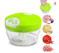 Tritacarne manuale, tritatutto per verdure, robot da cucina, tritatutto portatile a mano, per verdure, frutta, noci, erbe aromatiche (verde)