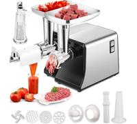 Tritacarne, Tritacarne Elettrico, Passapomodoro, Insaccatrice, Macchina For Insaccati In Acciaio Inox, Con 3 Piastre Di Macinazione E Tubi For Insaccati