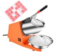 Tritaghiaccio Elettrico 300W,Tritaghiaccio a Doppia Lama,Tritaghiaccio Elettrico Professionale con Ciotola in Acciaio Inossidabile,Acciaio Inossidabile,per Bar e Ristoranti(Arancia)