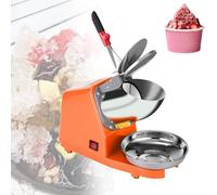 Tritaghiaccio elettrico, automatico, 85 kg/h, doppie lame in acciaio inox, ad alta efficienza e silenzioso, per uso domestico e commerciale, ideale per cocktail, bar, granite, feste, arancione