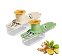 Tritaglio Aglio | 2 Pezzi Grattugia per Alimenti con Contenitore | Affettatrice Alimenti con Protezione Mano - per Aglio, Limone, Carota e Preparazione Pasti in Cucina