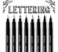 TRITART 8 matite per calligrafia, penne a pennello, con diverse punte di penna, pennarelli neri con i migliori toni giapponesi, per handletter Fineliner e matite per pittura