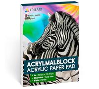 Tritart Carta A4 Acrilico - Sketchbook A4 per Acrilici - Album da Disegno Liscio con 18 Fogli per Dipingere - Sketch Book Carta Pittura Acrilico 400 g/m² - Fogli Colori Acrilici - Blocco Schizzi