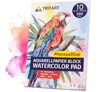 Tritart Carta Acquerello 300 g/m² - Album da Disegno A1 con 10 Fogli - Carta per Acquerello Studenti e Artisti - Fogli con Lato Ruvido e Liscio - Blocco da Disegno Senza Acidi