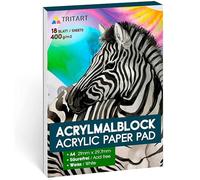 Tritart Carta acrilica A3, 400 g/m², blocco da colorare per colori acrilici