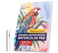Tritart Carta per acquerelli di alta qualità, formato A3, 300 g, bianco, 35 fogli, blocco per acquerelli, con pennello e matita inclusi, XXL