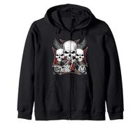 Tritatutto con Teschio Incrociato - Wild Biker Felpa con Cappuccio