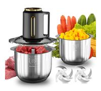 Tritatutto da Cucina Elettrico 2.5L, 300W Tritatutto Elettrico con Ciotola, 3 Velocità, 2 × 4 Lame Affilate, Acciaio inox 304, Lavabile in Lavastoviglie, Multifunzionale, per Frutta Verdura Carne