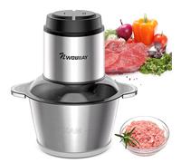 NWOUIIAY Tritatutto da Cucina Elettrico 2L 300W, Robot da Cucina 2 Velocità con 4 Lame, Tritatutto Multifunzione Ciotola in Acciaio Inox, Tritatutto Elettrico per Carne, Verdura e Frutta