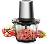Tritatutto da Cucina Elettrico 400W, Mini Robot da Cucina con Ciotola in Vetro da 1.5L, Frullatore Tritatutto Multifunzione con 4 Lame Affilate per Carne Verdure Frutta, 2 Velocità