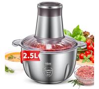 Tritatutto da Cucina Elettrico FOHERE 350W Mini Robot da Cucina con 2 Velocità, Ciotola in Acciaio Inox da 2.5L, 4 Lame in Acciaio Inox per carne, Cipolle, Verdure e Pappe