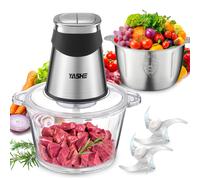 Tritatutto Elettrico 1,8L 2L Robot da Cucina con Contenitori in Vetro e Acciaio