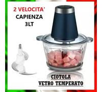 Tritatutto Elettrico 3L 400W Trita Carne Verdure Frutta 4 Lame Sminuzza Frulla