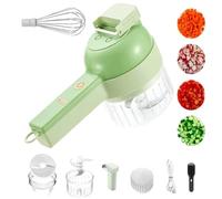 Tritatutto elettrico 4 in 1, tritacarne elettrico, mini tritatore per aglio, affettatrice per frutta, frusta per uova e macinacarne, cutter di verdure portatile per insalata