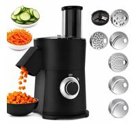 Tritatutto elettrico 7 in 1, 250 W, affettatrice, affettatrice e grattugia | Sette opzioni di taglio in acciaio inox per affettare, triturare, tagliare a dadini, patatine fritte e preparare julienne