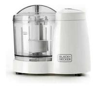 BLACK+DECKER BXCH120E - Tritatutto, 120 W, ciotola in plastica da 350 ml, 1 velocità, coperchio con chiusura di sicurezza, lame in acciaio inossidabile, facile utilizzo e pulizia, bianco/grigio