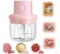 Tritatutto elettrico, mini tritatutto da cucina, robot da cucina e frullatore, ciotola in vetro, macinino per verdure, ricarica USB per frutta, pepe, peperoncino, verdura, cipolla, carne (100 ml)