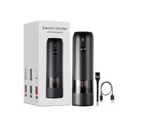 Tritatutto elettrico per aglio, Set Macina Sale E Pepe Automatico Elettrico Ricaricabile Con Utensili Da Cucina Regolabili Per Spezie USB,Mini robot da cucina(Black-white)