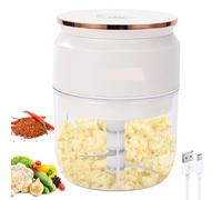 Tritatutto elettrico per cipolla, 300 ml, piccolo tagliaverdure elettrico con cavo di ricarica USB, tritacarne multiuso, tritacarne ricaricabile, per carne, cipolle, aglio (bianco)