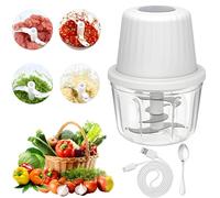 Tritatutto elettrico per cipolle, tritatutto per verdure, frullatore, tritatutto multiuso e universale, contenitore di lavoro con cavo di ricarica di tipo C, per carne, cipolle, aglio, noci (bianco)