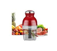 Tritatutto elettrico, tritacarne multiuso, mini frullatore, ideale per tritare, 4 lame in acciaio inox, mescolare e frustare, mescolare e frustare 250 W (rosso)
