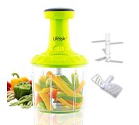 Tritatutto manuale per verdure - Frullatore a pressione - Pratico, compatto ed efficiente da 1000 ml 5 lame per tritare e tagliare verdure, noci, pomodori, erbe aromatiche, aglio, cipolle e altro