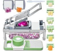 Tritatutto multifunzione in acciaio, dotato di 8 lame. Taglia, gratta, affetta verdure e cipolle. Include contenitore, ideale per preparare insalate in cucina domestica