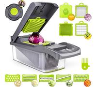 Tritatutto multiplo per verdure, tritatutto per cipolle, 12 in 1, per cibo e frutta, regolabile con 7 lame in acciaio inossidabile (verde)