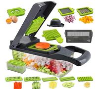 Tritatutto per Verdure Manuale 14 in 1 Multifunzione con Lame Inox Mandolina Affettatrice Cubetti Grattugia Tagliaverdure Separatore per Uova Tritaverdure da Cucina