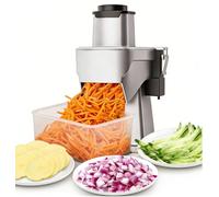 Tritaverdure Elettrico 4-In-1, Affettatrice Commerciale per Verdure, Affettatrice per Patatine Fritte e Chips, Facile da Pulire, Uso Domestico per Tagliare a Dadini, Grattugiare, Affettare e Incidere