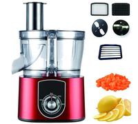 Tritaverdure Elettrico 600W - Robot Da Cucina Commerciale 5L, Taglia, Affetta E Grattugia Con Lame Intercambiabili, 2 Velocità Regolabili, Per Uso Domestico E Ristorante Red