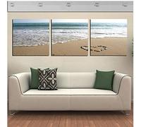Trittico Wall Art Canvas 3 Pezzi Ciottoli A Forma di Cuore sulla Spiaggia del Mare Creativo Trittico Quadri Moderni Soggiorno Camera Foto Appesa Home Decorative Portfolio di Pittura Ad Olio-B2